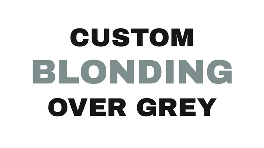 Custom blonding over grey hair guide at Maven Salon, Clinton CT.